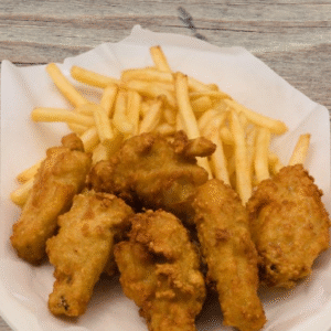 Alitas De Pollo Con Papas Fritas